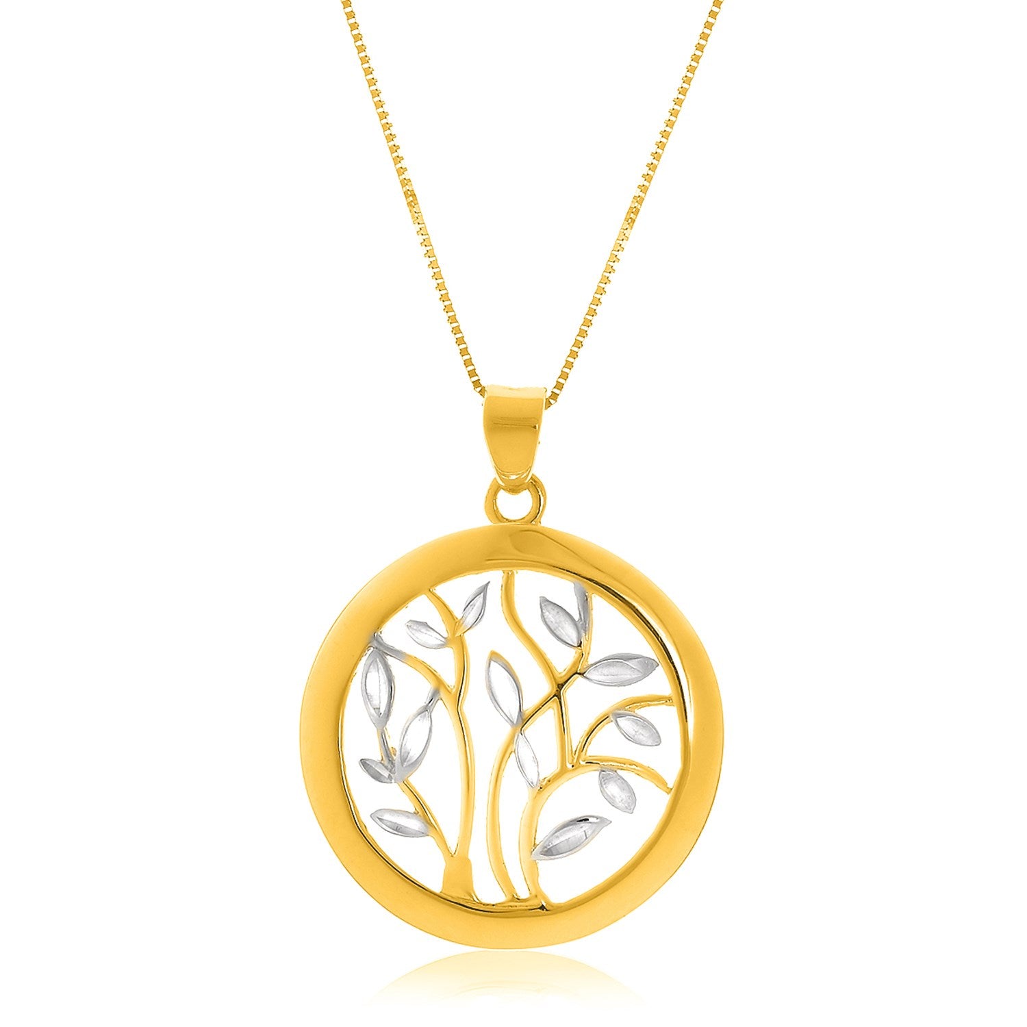 14k Two-Tone Gold Pendant with an Open Round Tree Design-Teresa&#39;s Fashionista LLC