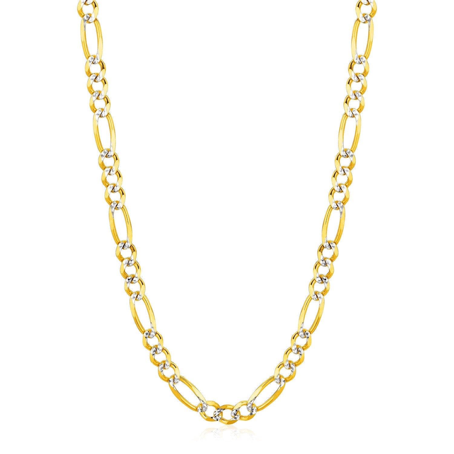 6.0mm 14K Yellow Gold Solid Pave Figaro Chain-Teresa&#39;s Fashionista LLC