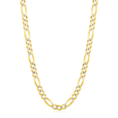 6.0mm 14K Yellow Gold Solid Pave Figaro Chain-Teresa&#39;s Fashionista LLC