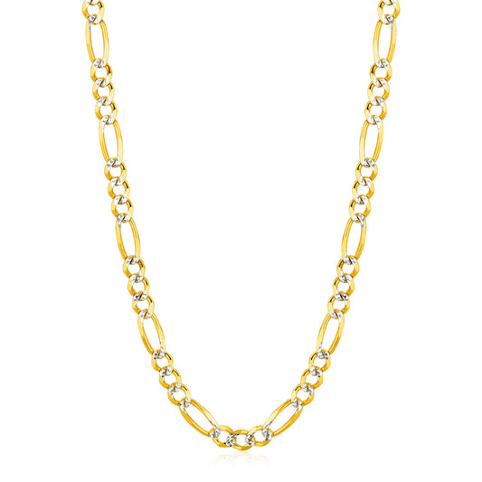 6.0mm 14K Yellow Gold Solid Pave Figaro Chain-Teresa&#39;s Fashionista LLC