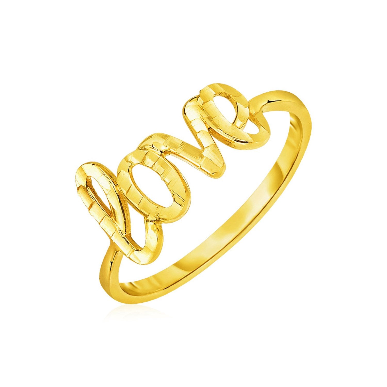 14k Yellow Gold Ring with Love-Teresa&#39;s Fashionista LLC