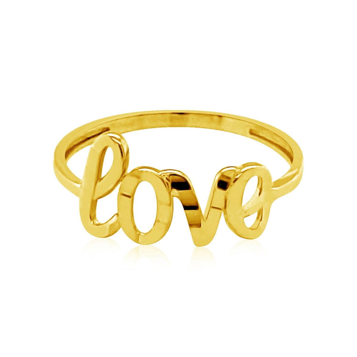 14k Yellow Gold Ring with Love-Teresa&#39;s Fashionista LLC