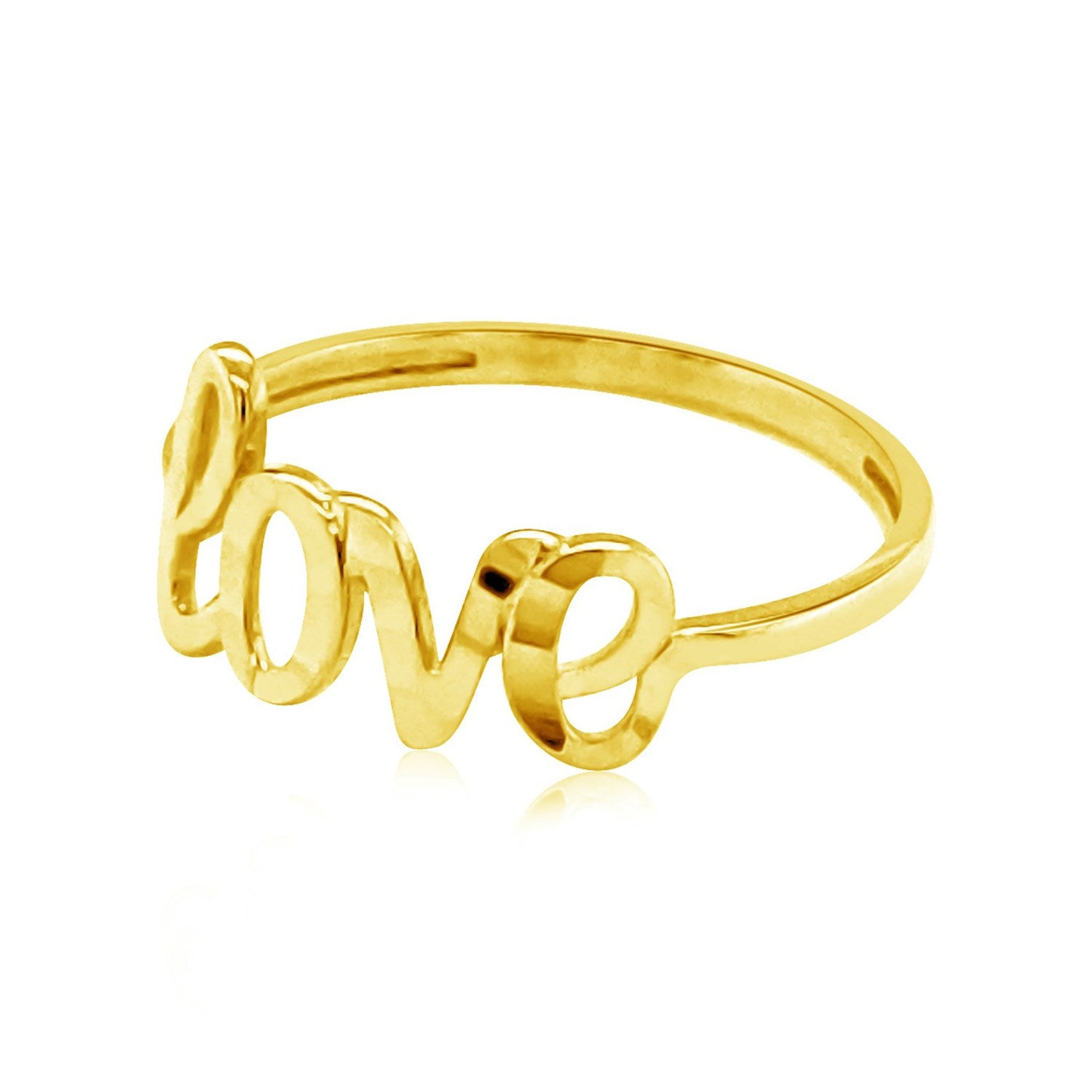 14k Yellow Gold Ring with Love-Teresa&#39;s Fashionista LLC