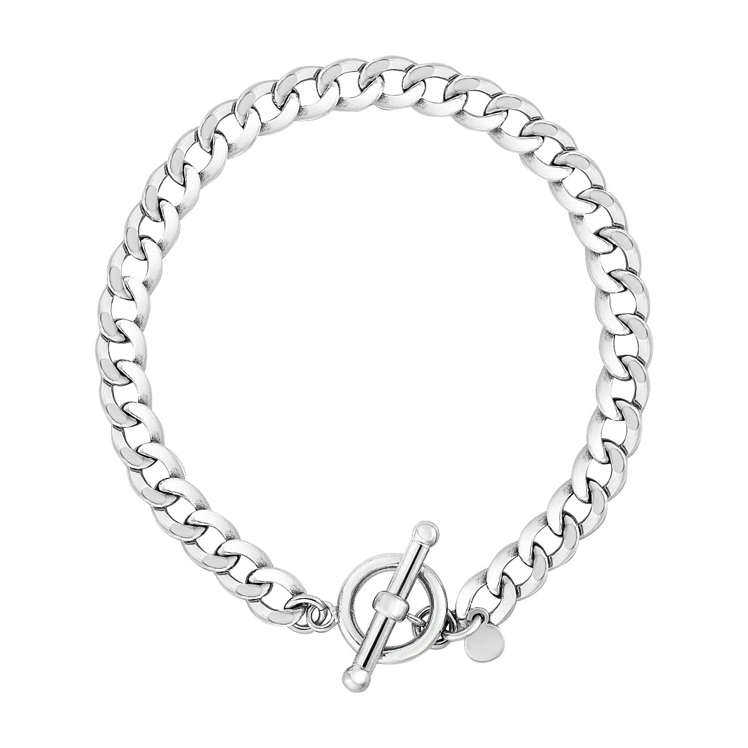 Sterling Silver Polished Wide Link Toggle Bracelet-Teresa&#39;s Fashionista LLC