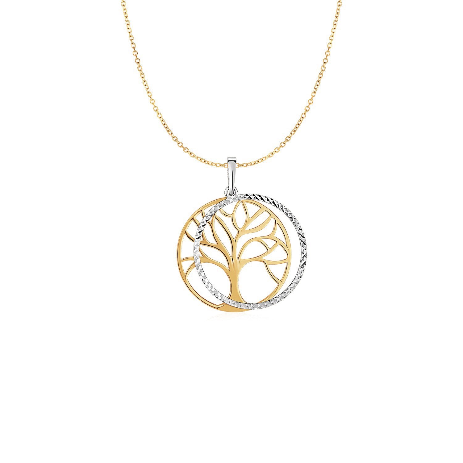 Two Layer Tree Pendant in 14k Two Tone Gold-Teresa&#39;s Fashionista LLC