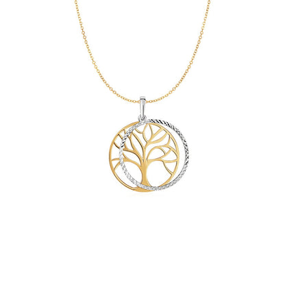 Two Layer Tree Pendant in 14k Two Tone Gold-Teresa&#39;s Fashionista LLC