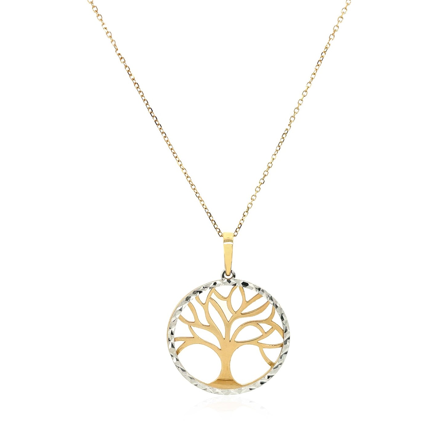 Two Layer Tree Pendant in 14k Two Tone Gold-Teresa&#39;s Fashionista LLC