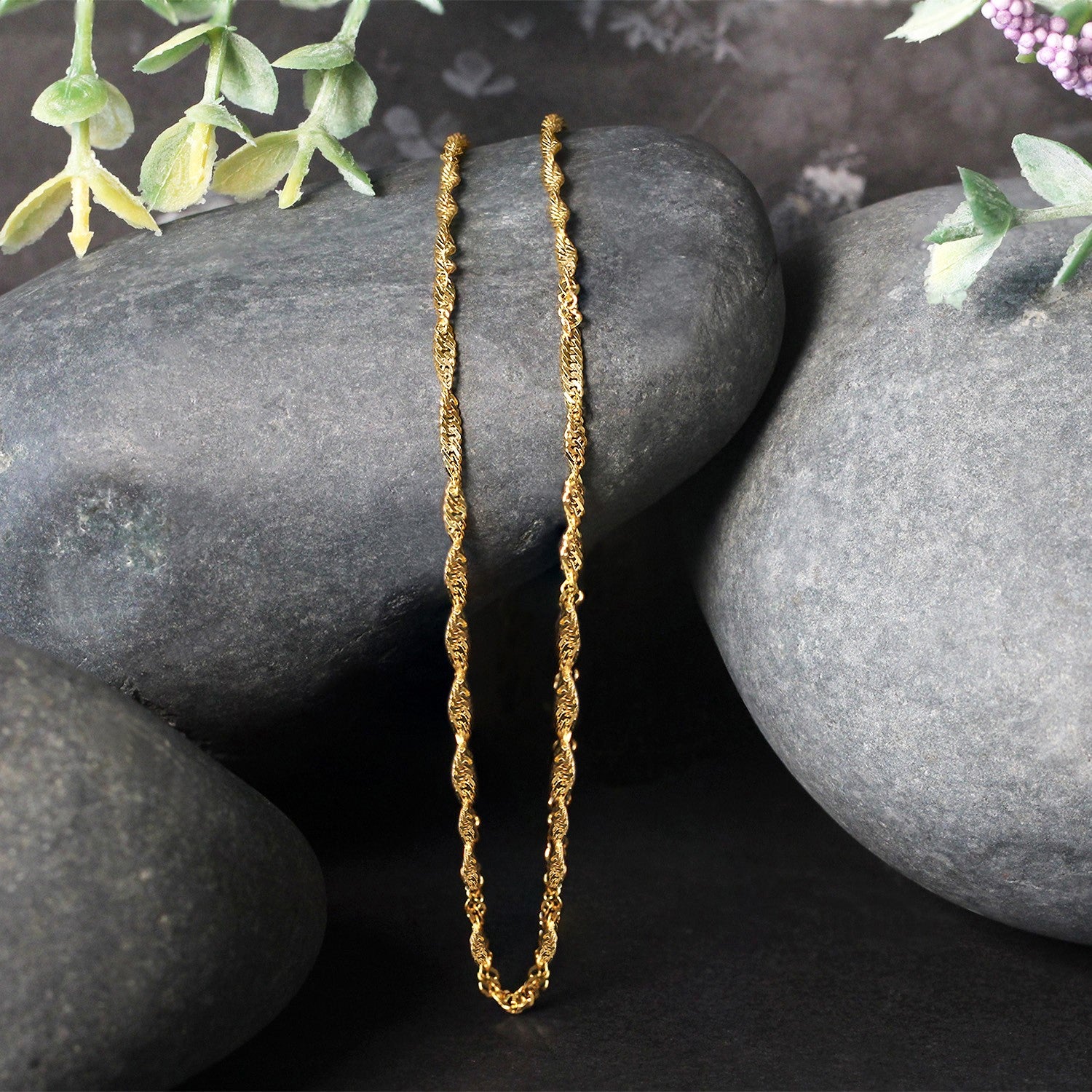 10k Yellow Gold Singapore Chain 1.8mm-Teresa&#39;s Fashionista LLC