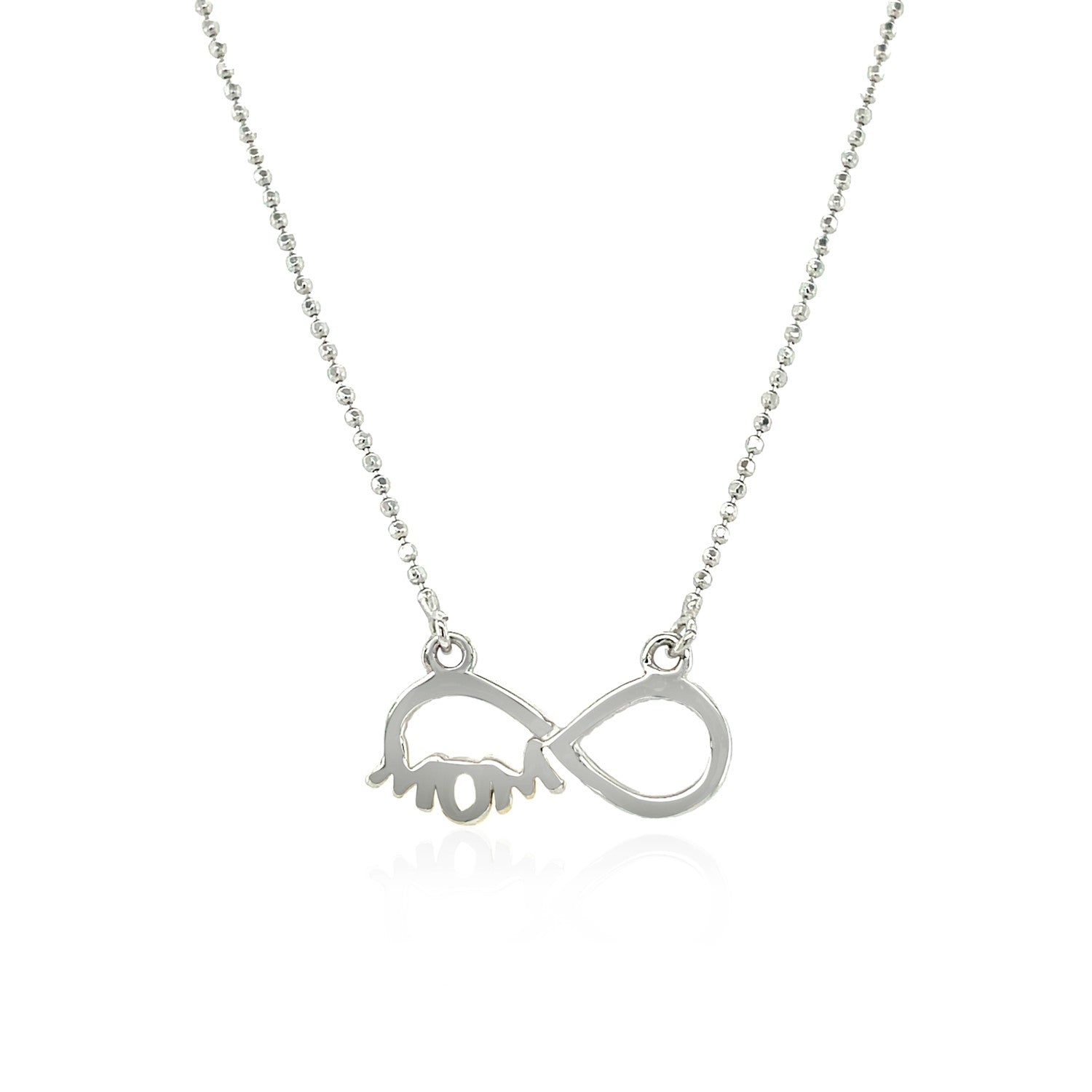 Sterling Silver Two Toned Mom Necklace with Cubic Zirconias-Teresa&#39;s Fashionista LLC