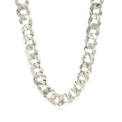 Rhodium Plated 9.5mm Sterling Silver Curb Style Chain-Teresa&#39;s Fashionista LLC