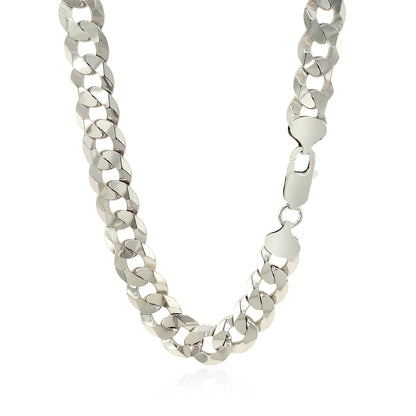 Rhodium Plated 9.5mm Sterling Silver Curb Style Chain-Teresa&#39;s Fashionista LLC