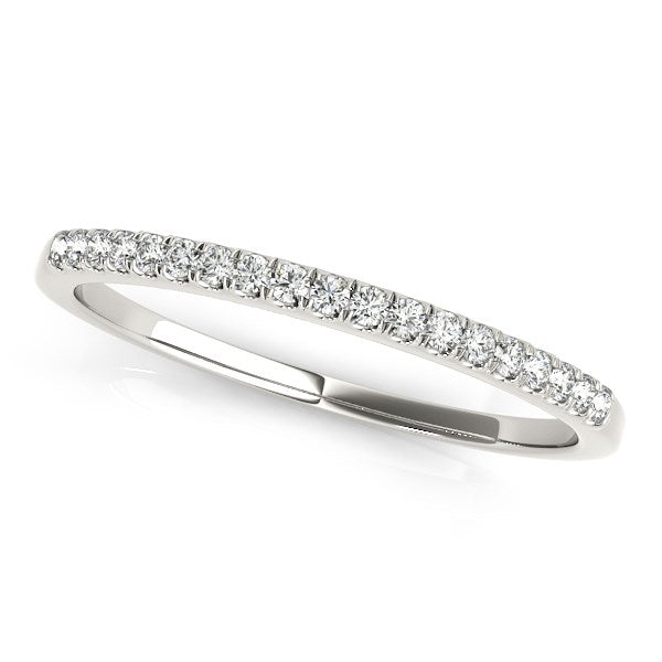 14k White Gold Scallop Pave Set Diamond Wedding Ring (1/8 cttw)-Teresa&#39;s Fashionista LLC