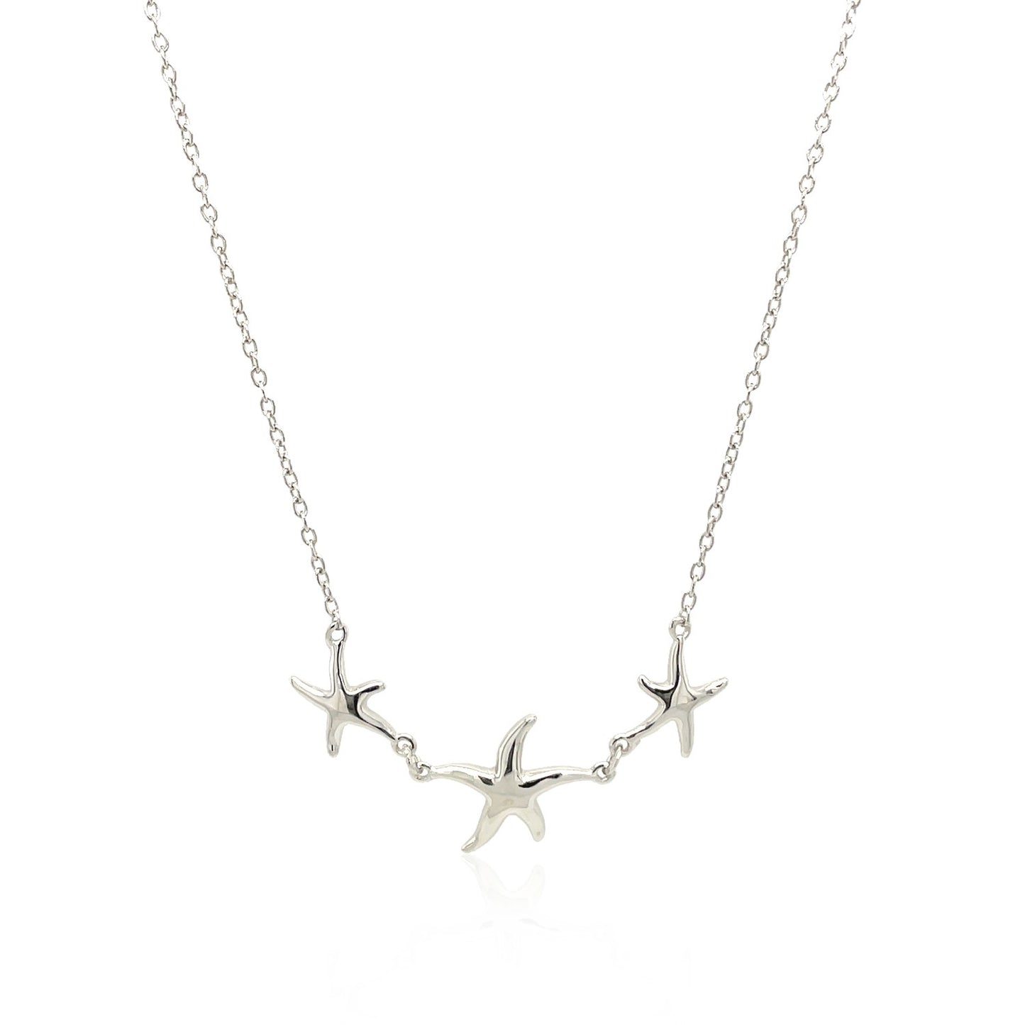 Sterling Silver Necklace with Three Starfish-Teresa&#39;s Fashionista LLC