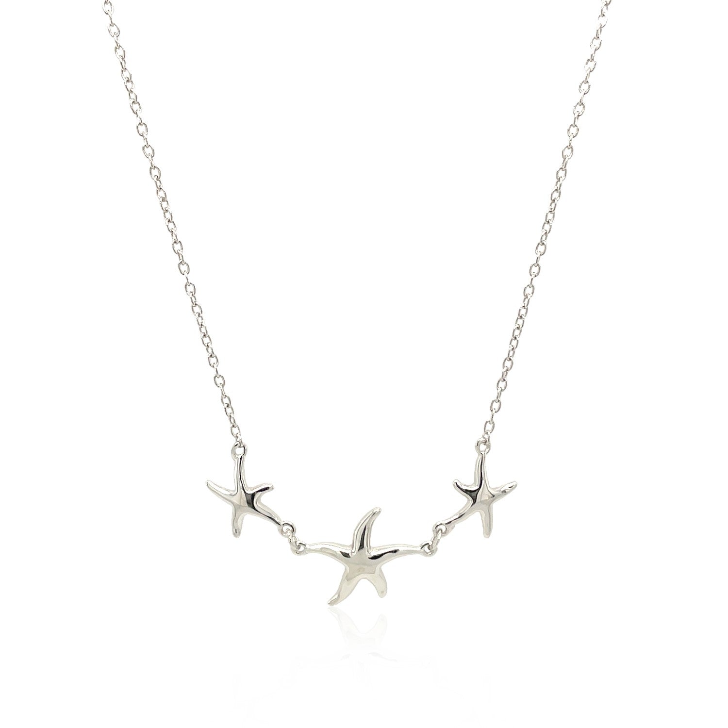 Sterling Silver Necklace with Three Starfish-Teresa&#39;s Fashionista LLC