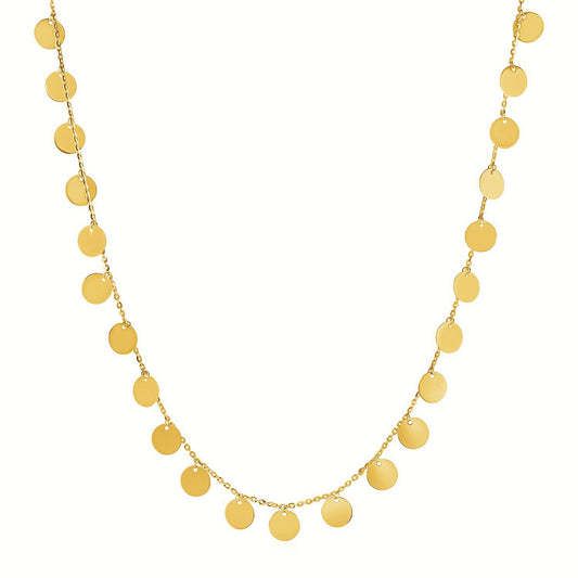 Choker Necklace with Polished Discs in 14k Yellow Gold-Teresa&#39;s Fashionista LLC