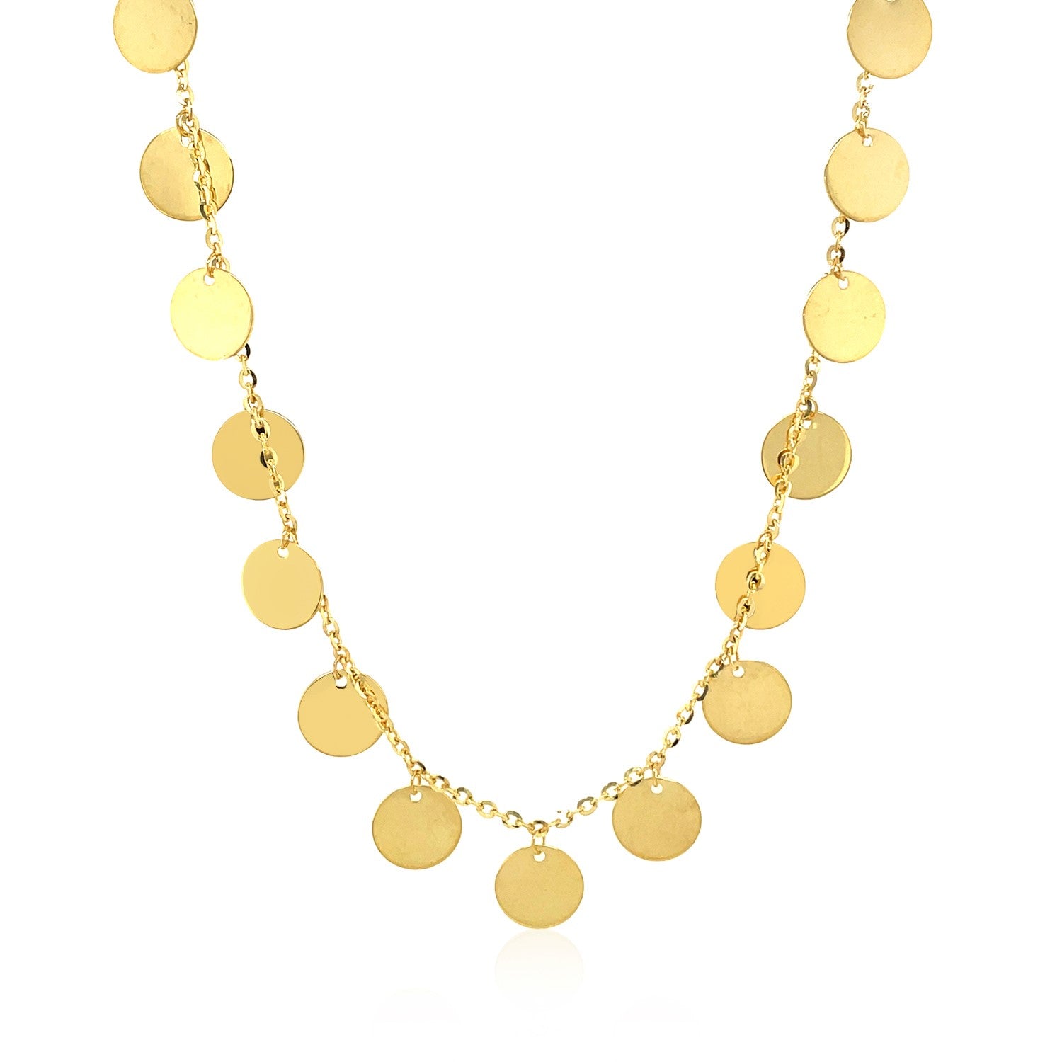 Choker Necklace with Polished Discs in 14k Yellow Gold-Teresa&#39;s Fashionista LLC