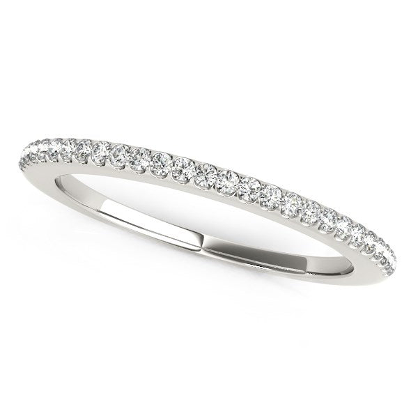 14k White Gold Pave Scallop Setting Diamond Wedding Band (1/8 cttw)-Teresa&#39;s Fashionista LLC