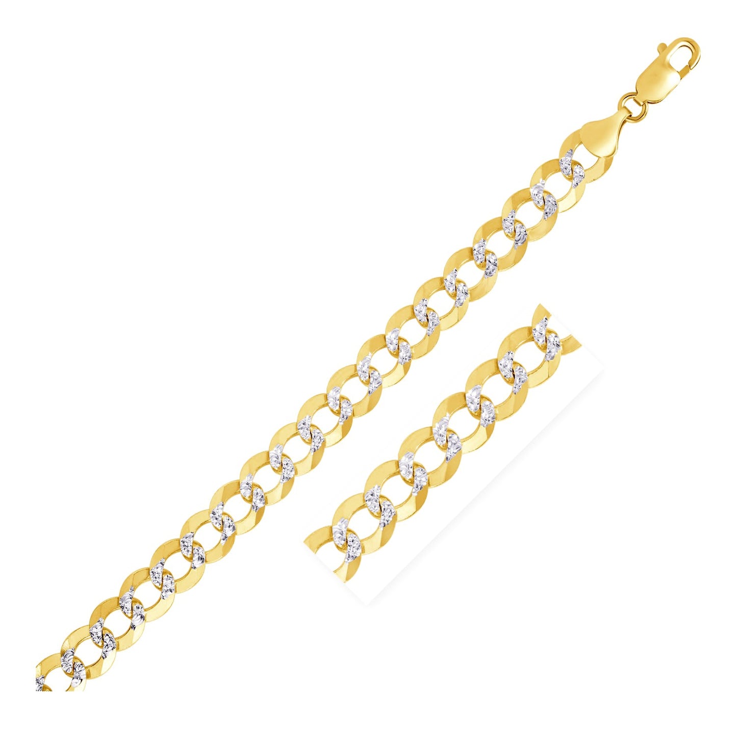 8.2 mm 14k Two Tone Gold Pave Curb Chain-Teresa&#39;s Fashionista LLC