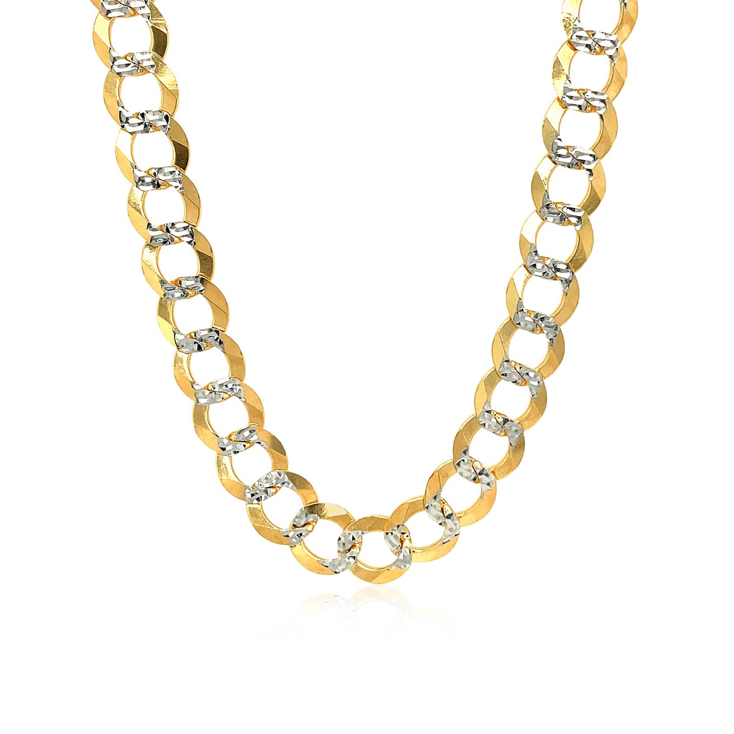 8.2 mm 14k Two Tone Gold Pave Curb Chain-Teresa&#39;s Fashionista LLC