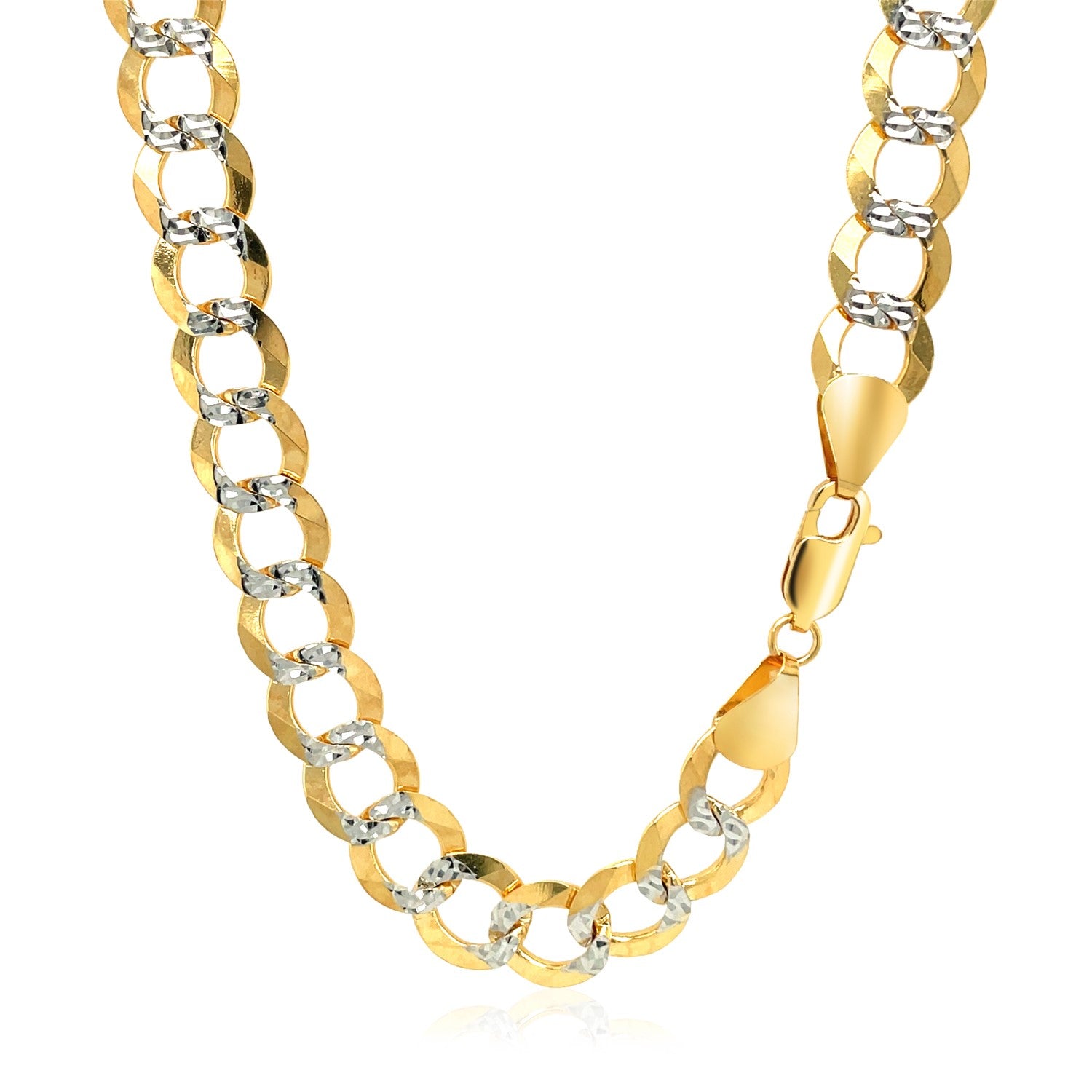 8.2 mm 14k Two Tone Gold Pave Curb Chain-Teresa&#39;s Fashionista LLC