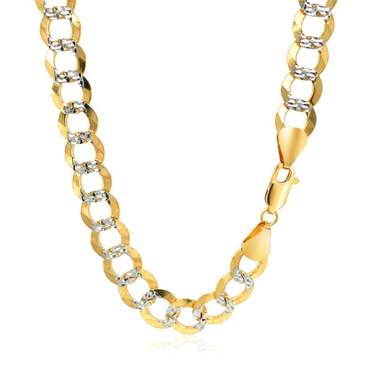 8.2 mm 14k Two Tone Gold Pave Curb Chain-Teresa&#39;s Fashionista LLC