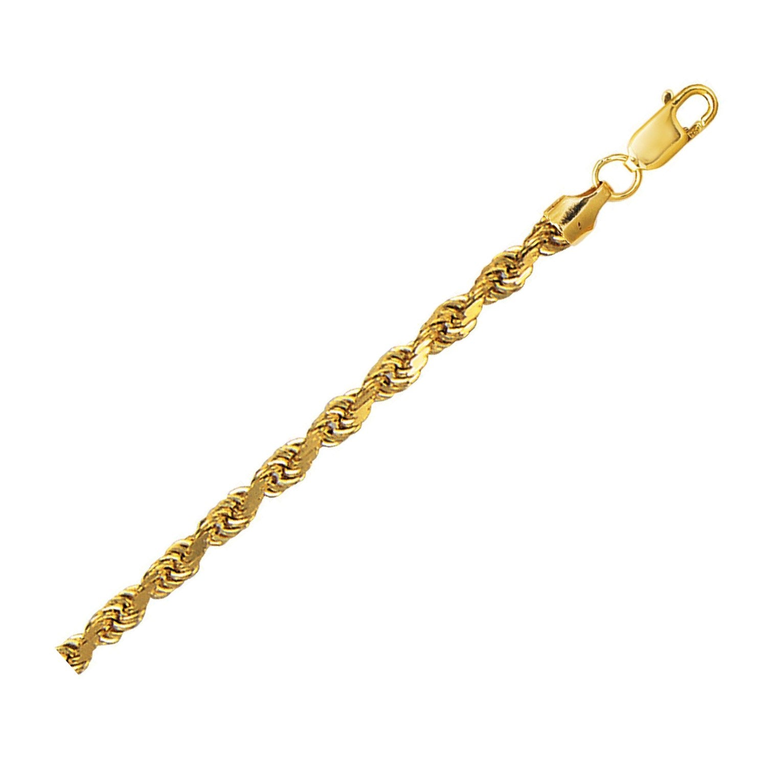 4.0mm 10K Yellow Gold Hollow Diamond Cut Rope Chain-Teresa&#39;s Fashionista LLC