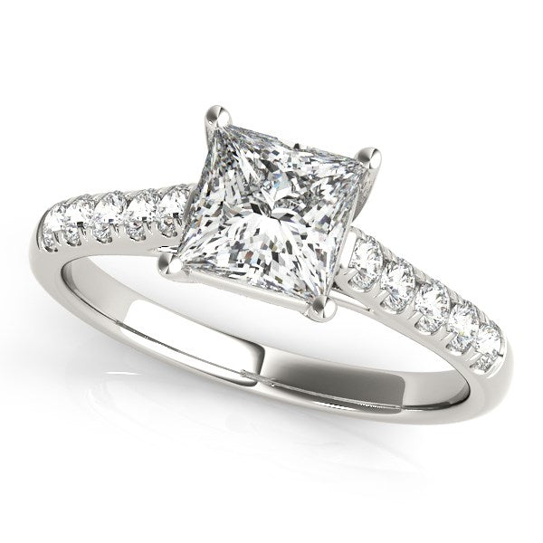 14k White Gold Trellis Set Princess Cut Diamond Engagement Ring (1 1/4 cttw)-Teresa&#39;s Fashionista LLC