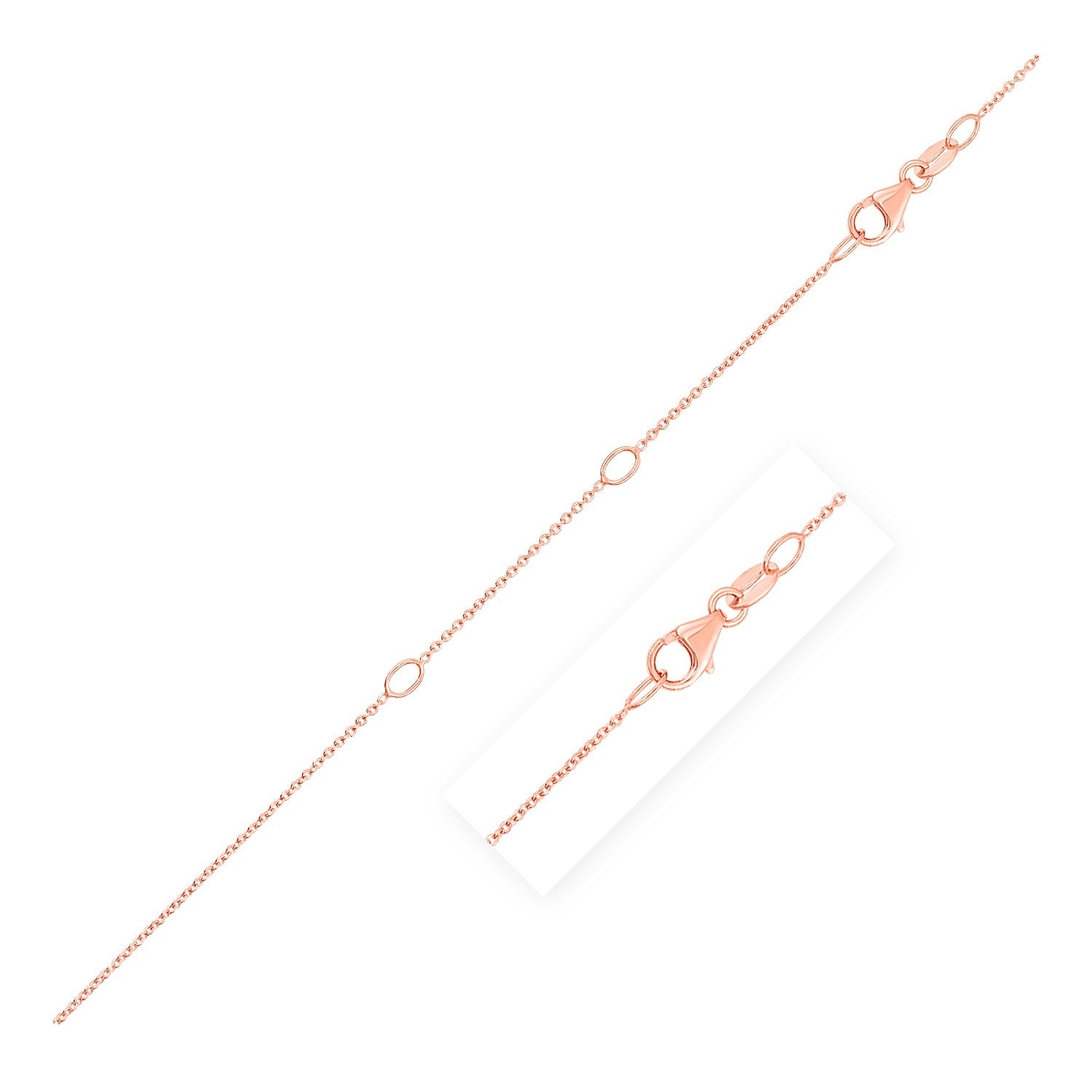 Double Extendable Cable Chain in 14k Rose Gold (1.0mm)-Teresa&#39;s Fashionista LLC