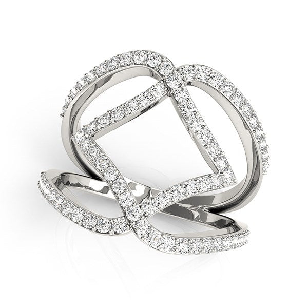 14k White Gold Entwined Design Diamond Dual Band Ring (3/4 cttw)-Teresa&#39;s Fashionista LLC