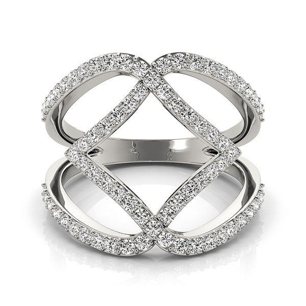 14k White Gold Entwined Design Diamond Dual Band Ring (3/4 cttw)-Teresa&#39;s Fashionista LLC