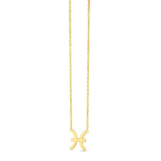 14K Yellow Gold Pisces Necklace-Teresa&#39;s Fashionista LLC