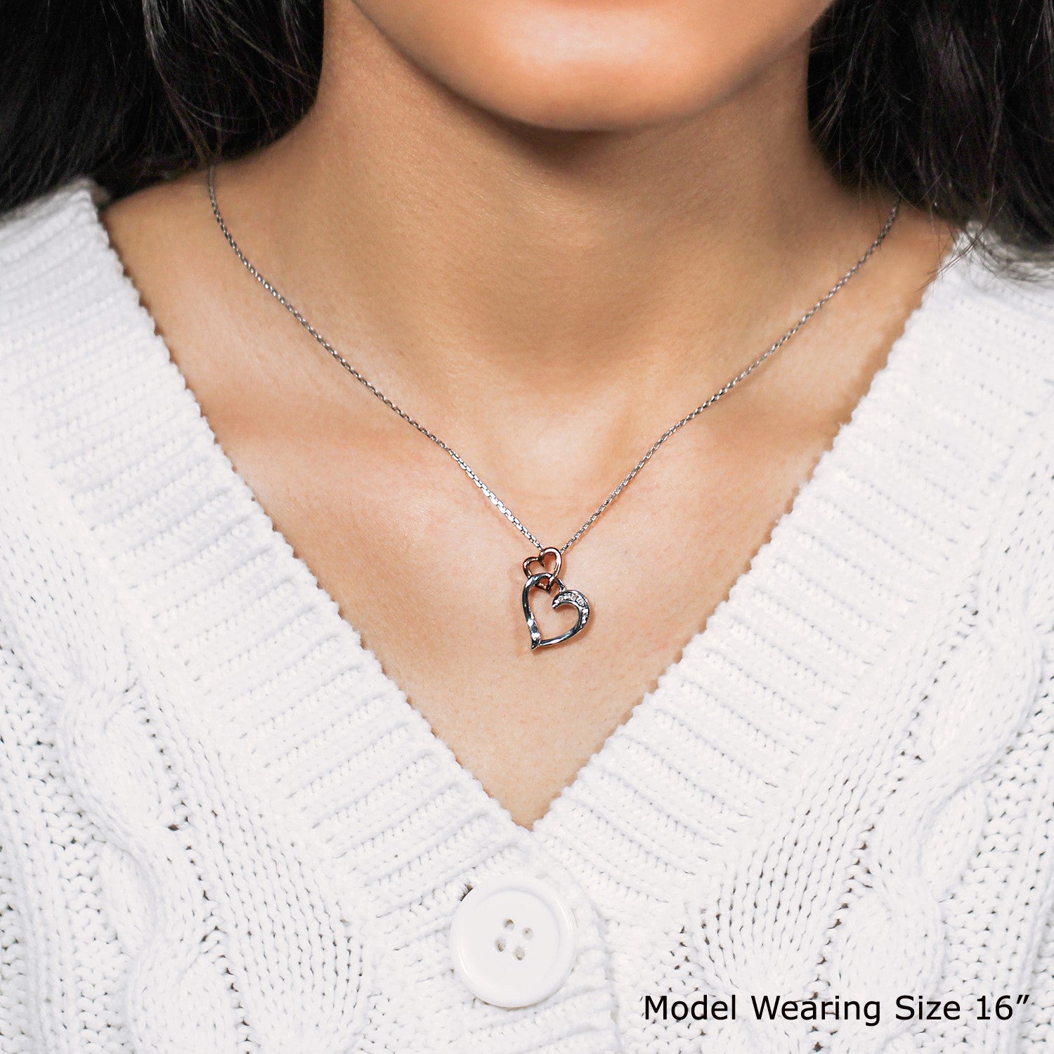 Sterling Silver Cascading Dual Heart Diamond Accented Pendant (.02 cttw)-Teresa&#39;s Fashionista LLC