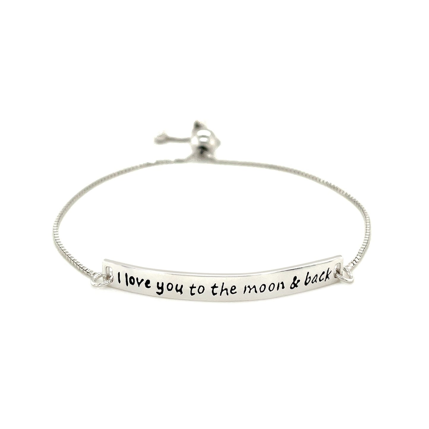 Sterling Silver Adjustable I Love You to the Moon and Back Bracelet-Teresa&#39;s Fashionista LLC