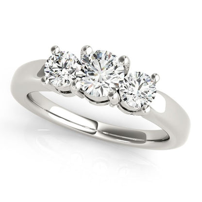 14k White Gold Timeless 3 Stone Round Diamond Engagement Ring (1 cttw)-Teresa&#39;s Fashionista LLC