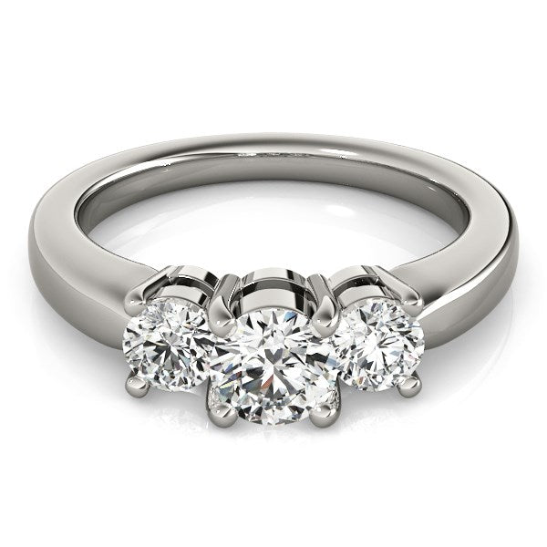 14k White Gold Timeless 3 Stone Round Diamond Engagement Ring (1 cttw)-Teresa&#39;s Fashionista LLC