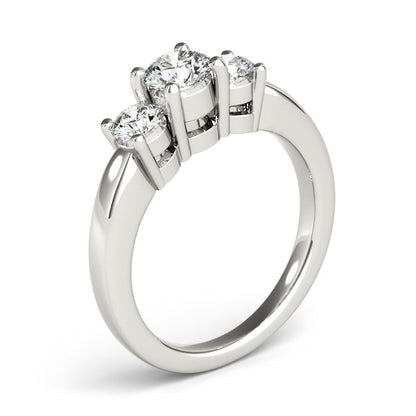 14k White Gold Timeless 3 Stone Round Diamond Engagement Ring (1 cttw)-Teresa&#39;s Fashionista LLC