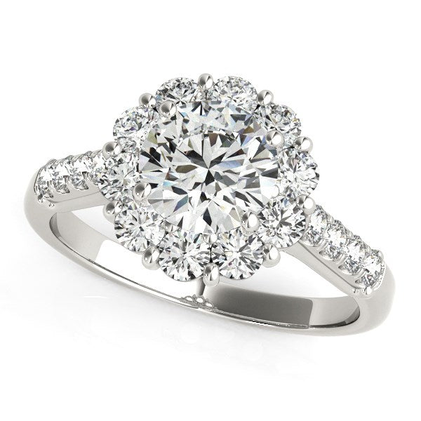 14k White Gold Round Diamond Halo Engagement Ring (2 1/2 cttw)-Teresa&#39;s Fashionista LLC