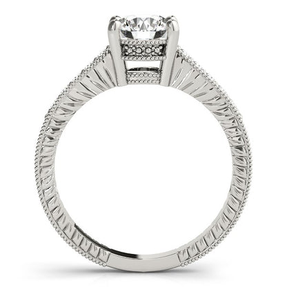 14k White Gold Round Antique Style Diamond Engagement Ring (1 1/8 cttw)-Teresa&#39;s Fashionista LLC