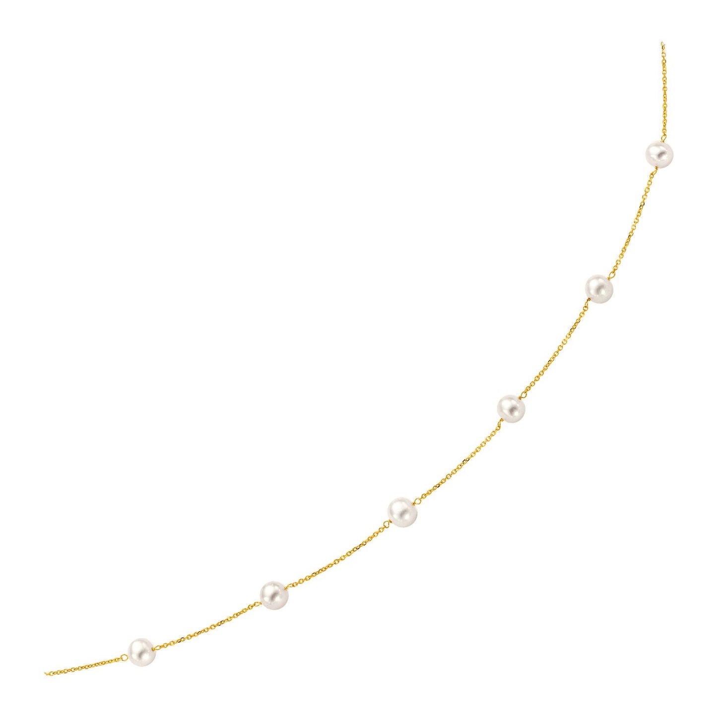 14k Yellow Gold Necklace with White Pearls-Teresa&#39;s Fashionista LLC