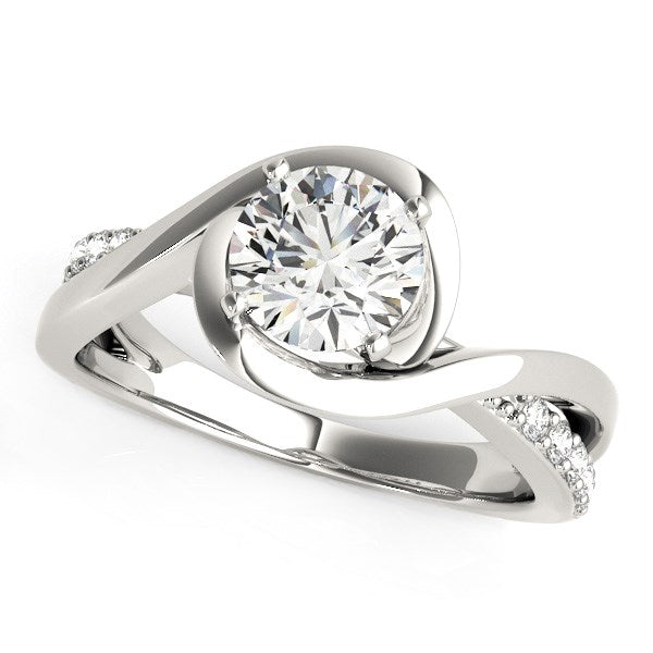 14k White Gold Split Band Round Bypass Diamond Engagement Ring (1 1/8 cttw)-Teresa&#39;s Fashionista LLC