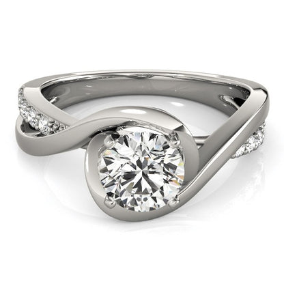 14k White Gold Split Band Round Bypass Diamond Engagement Ring (1 1/8 cttw)-Teresa&#39;s Fashionista LLC