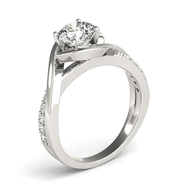 14k White Gold Split Band Round Bypass Diamond Engagement Ring (1 1/8 cttw)-Teresa&#39;s Fashionista LLC