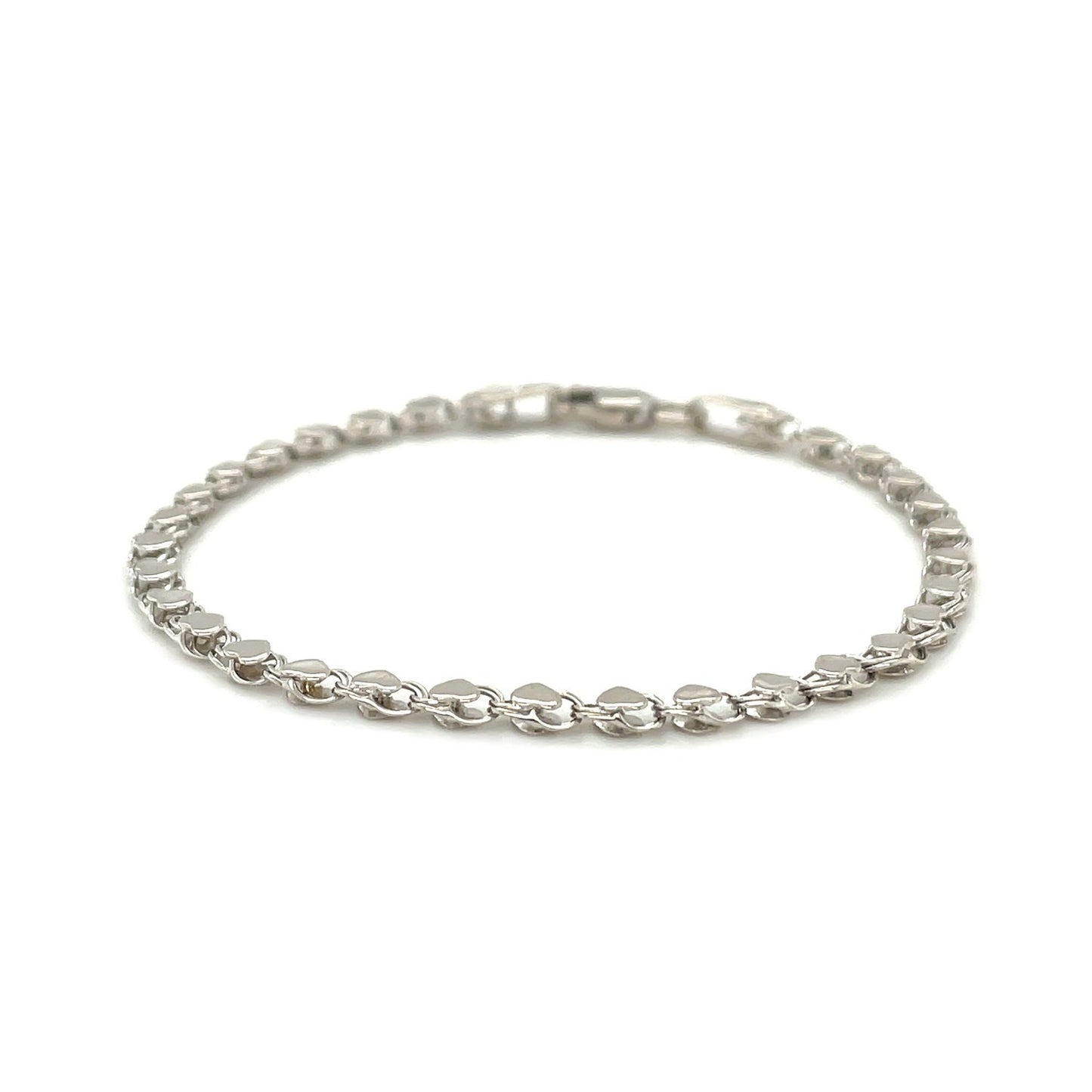 2.9mm 14k White Gold Heart Anklet-Teresa&#39;s Fashionista LLC