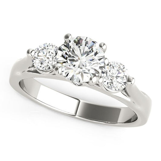 14k White Gold 3 Stone Prong Setting Diamond Engagement Ring (1 3/8 cttw)-Teresa&#39;s Fashionista LLC