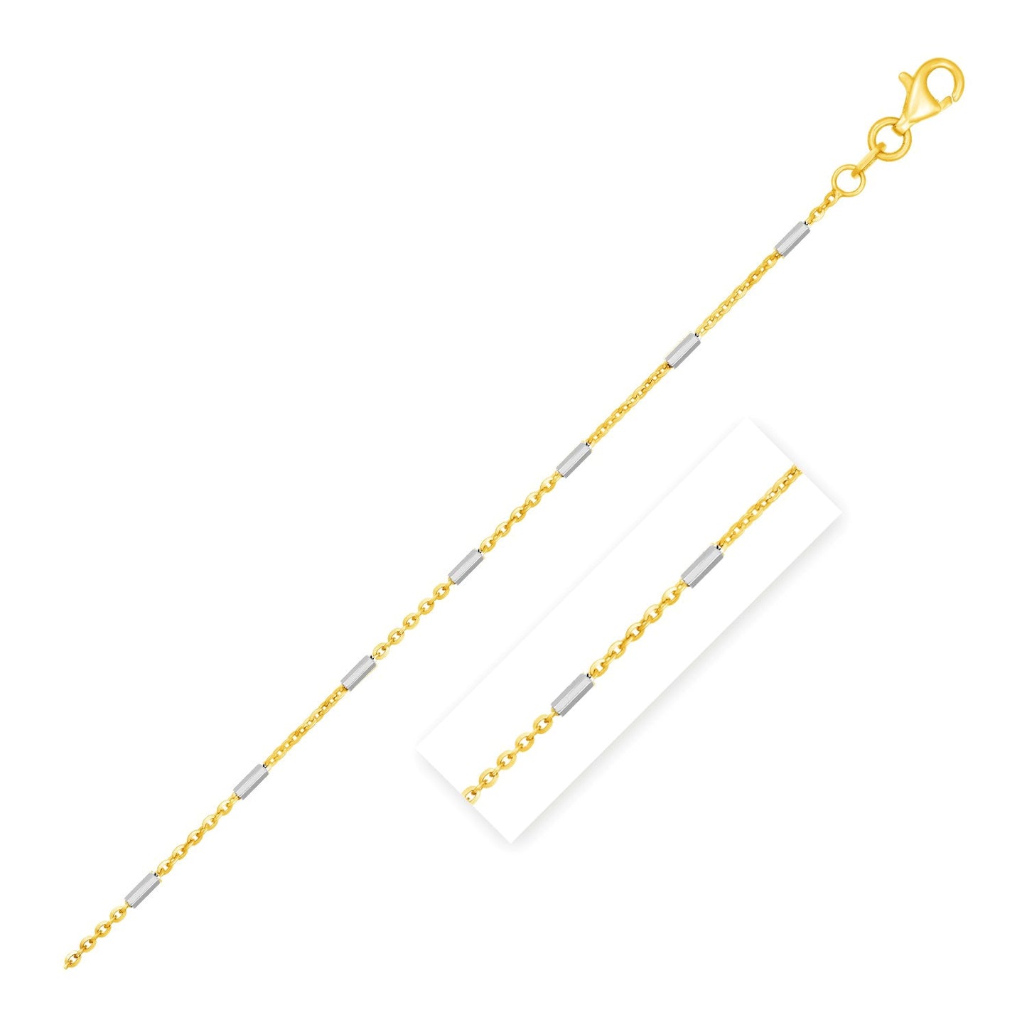 Bar Links Pendant Chain in 14k Two Tone Gold (1.4mm)-Teresa&#39;s Fashionista LLC