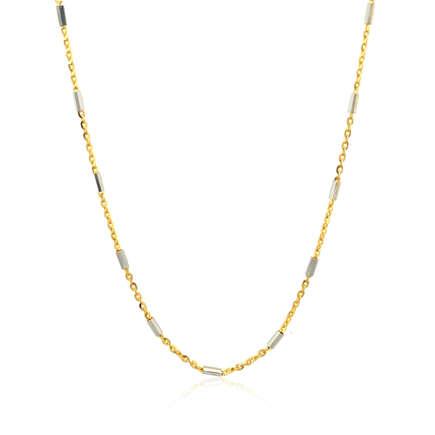 Bar Links Pendant Chain in 14k Two Tone Gold (1.4mm)-Teresa&#39;s Fashionista LLC