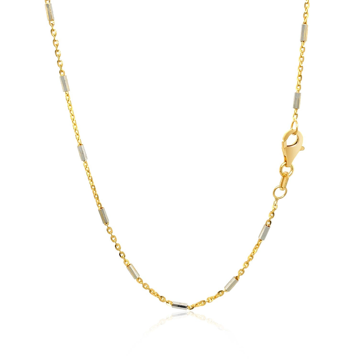 Bar Links Pendant Chain in 14k Two Tone Gold (1.4mm)-Teresa&#39;s Fashionista LLC