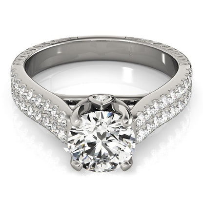 14k White Gold Round Diamond Engagement Ring with Pave Band (2 cttw)-Teresa&#39;s Fashionista LLC