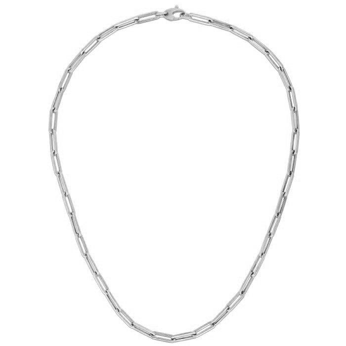 14k White Gold Bold Paperclip Chain (4.2 mm)-Teresa&#39;s Fashionista LLC