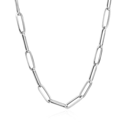 14k White Gold Bold Paperclip Chain (4.2 mm)-Teresa&#39;s Fashionista LLC